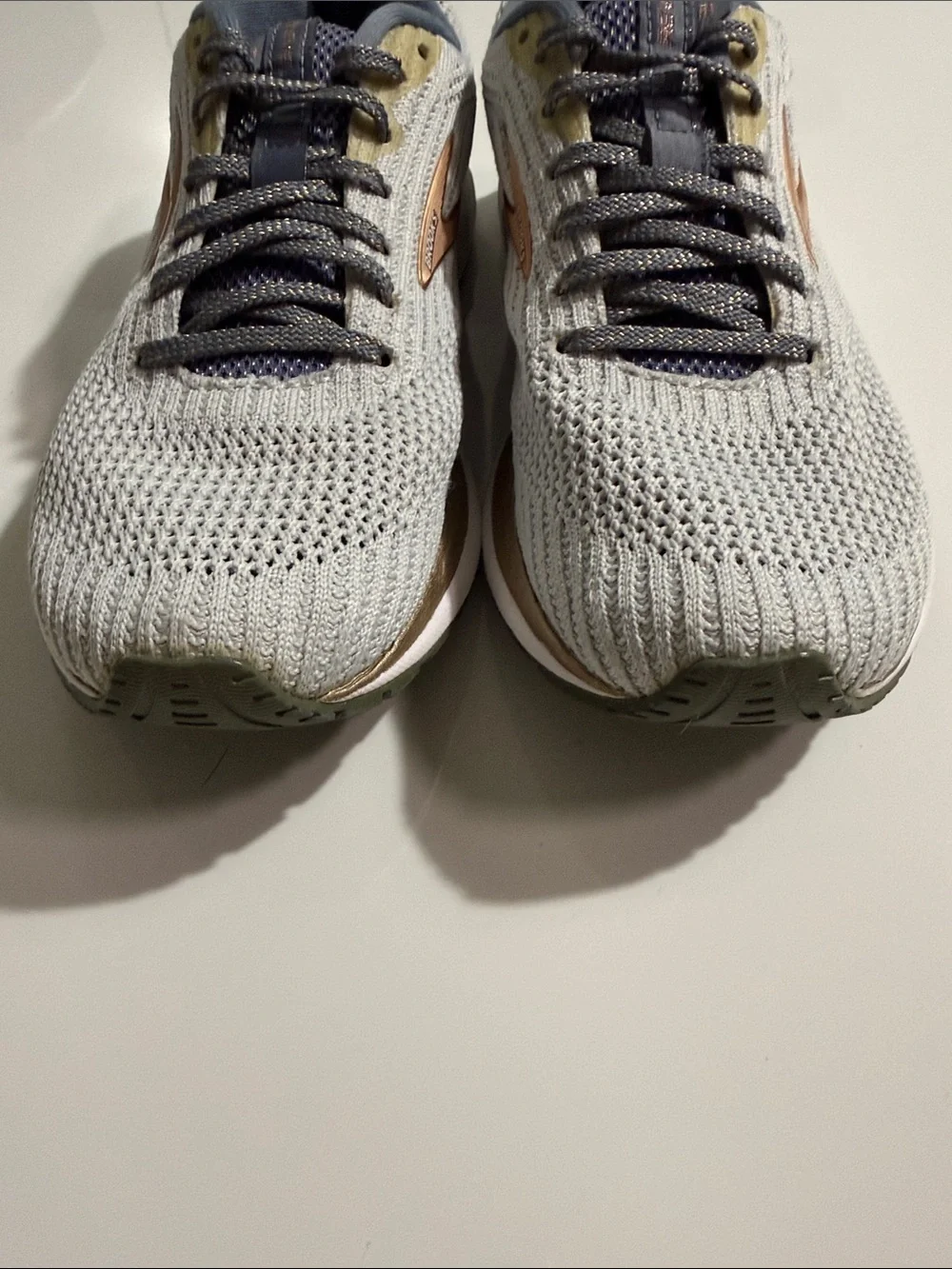 Brooks Revel 3 Running Shoes Gray Flint Stone Pale Gold Knit Women's Size 7